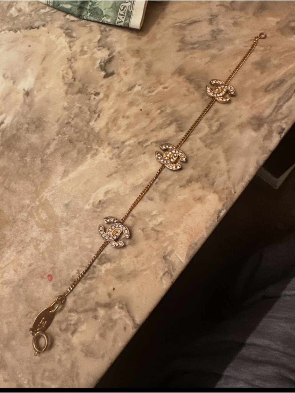 Chanel logo cc crystal gold vintage bracelet - Picture 2 of 5